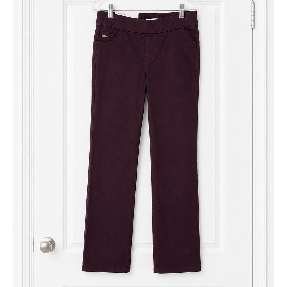 Nine West Jeans Heidi Pull-On Straight Pants Size 4 Burgundy NWT Stretch